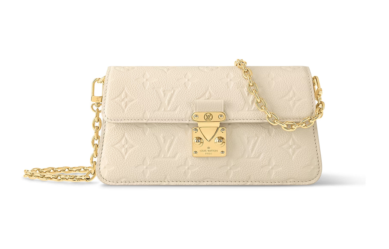 LOUIS VUITTON Embossed Soft Grain Cow Leather Handbag, Shoulder Bag Women's Milk White