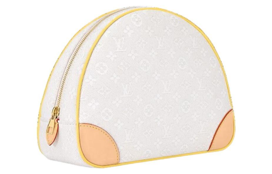 LOUIS VUITTON Coated Canvas Makeup Bags Toiletry Bags Unisex White/Yellow