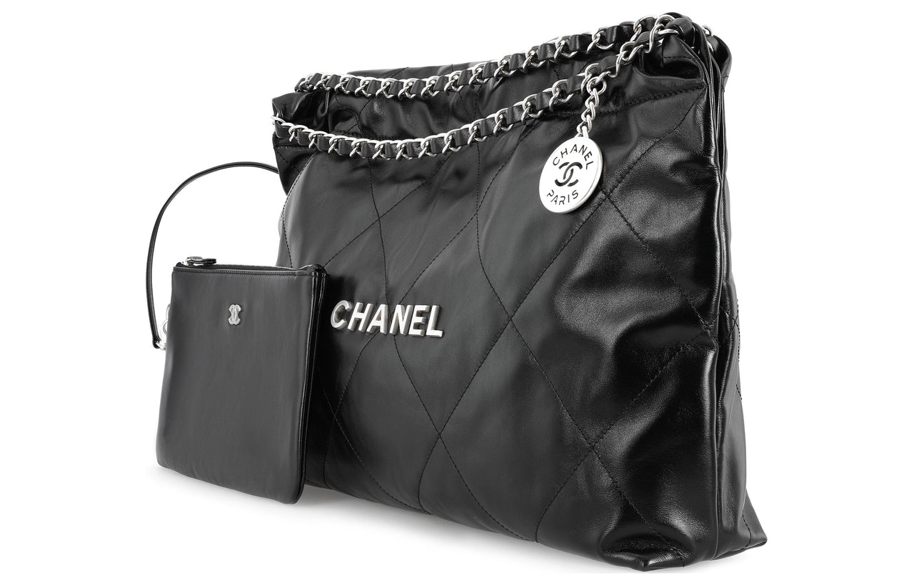 CHANEL 22Bag Leather Handbag Shoulder Bag Women's Black