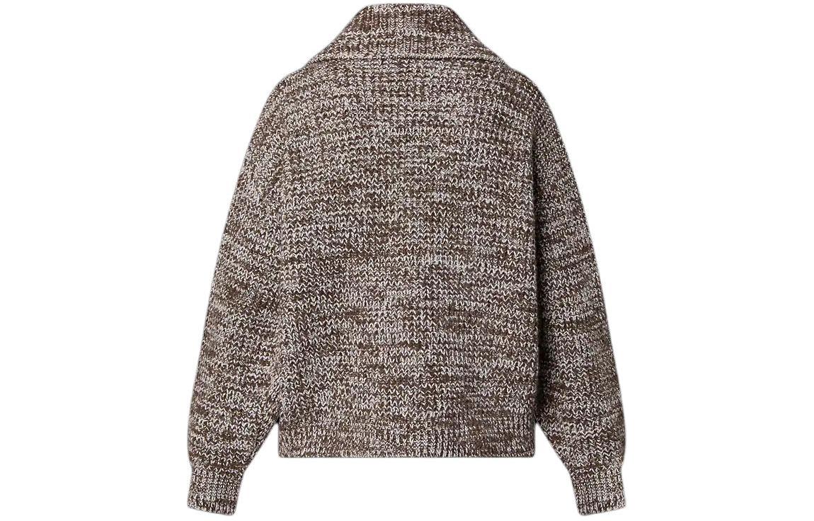 LOUIS VUITTON Zip-Up Shawl Collar Cardigan Knitwear Women's Brown