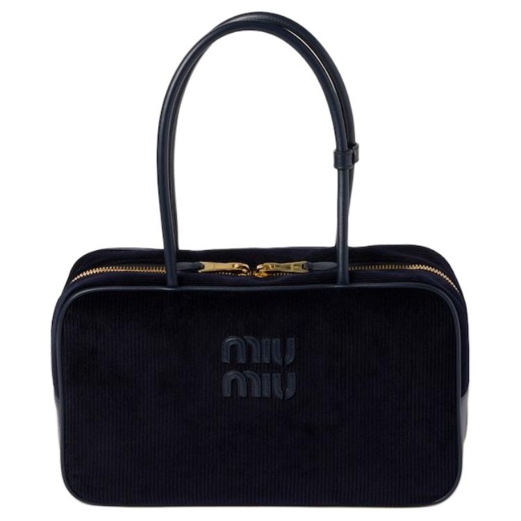 MIU MIU Fabric Handbag Women's Marine Blue