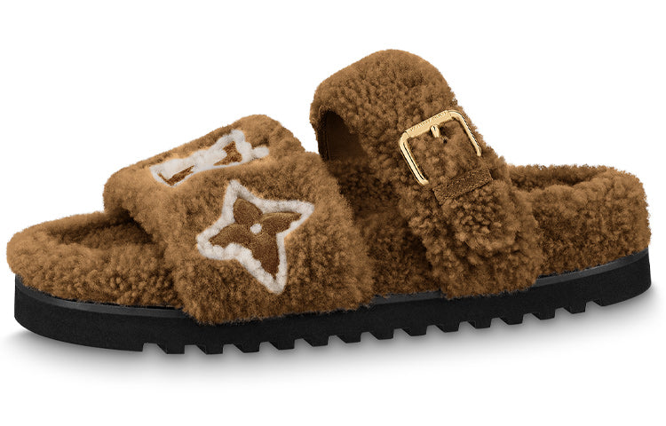 LOUIS VUITTON Paseo Comfort Odor Resistant Slide Slippers Women's Brown