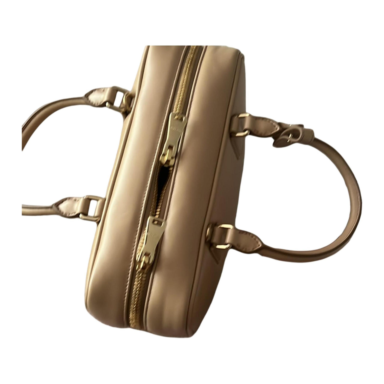 MIU MIU Arcadie Series Leather And Polyester Blend One Shoulder Handbags Medium Size Women's Beige