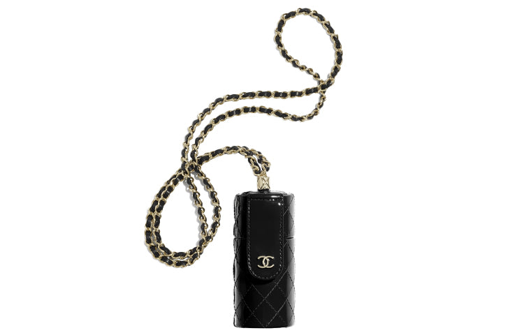 CHANEL Calfskin Coin Purse Women's Black/Gold