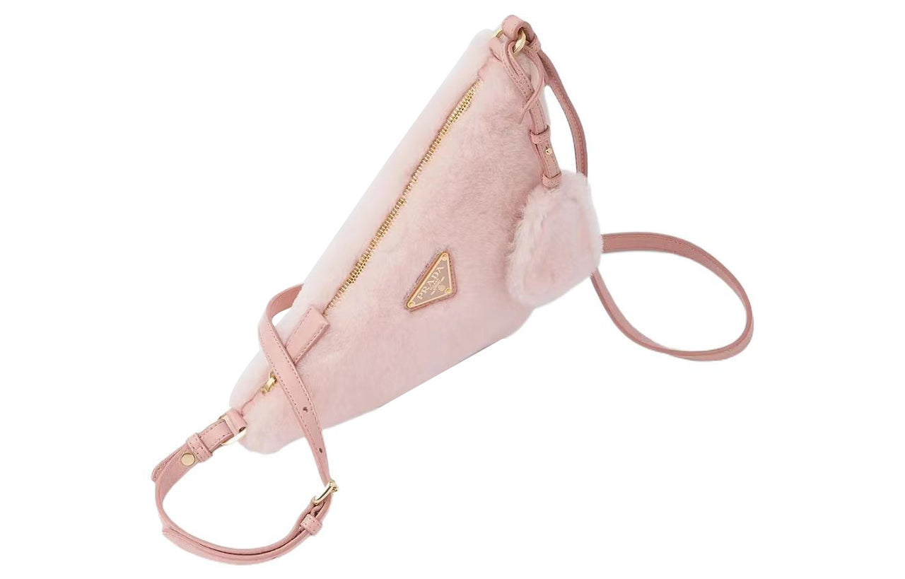 PRADA Plush Fuzzy Bag, Underarm Handbag, Shoulder Bag Women's Cherry Blossom Pink
