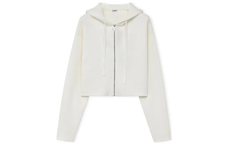 LOEWE Anagram Zip Up Hoodie In Wool White