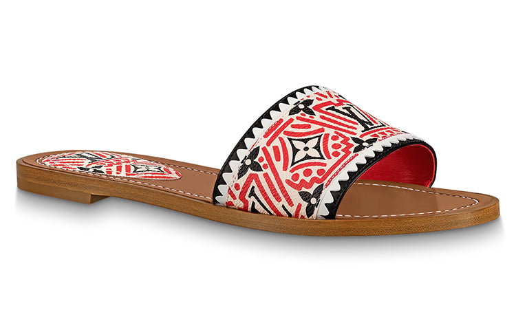 LOUIS VUITTON Rubber Sole Slide Slippers Women's Brown Red