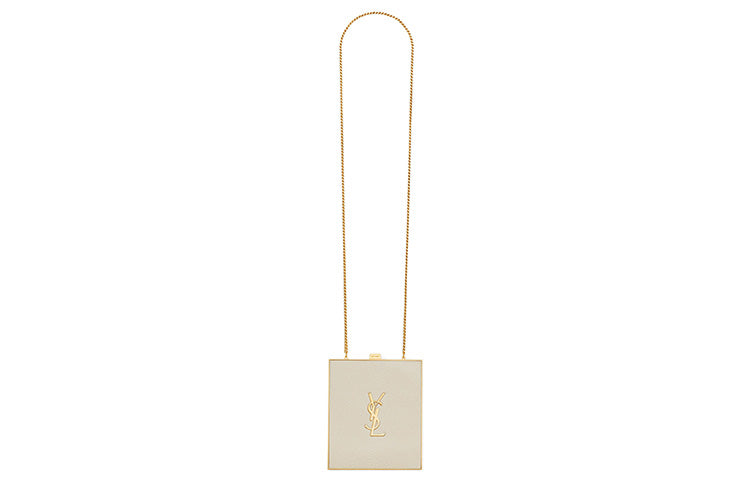SAINT LAURENT Calfskin Box Bag, Crossbody Bag, Shoulder Bag Women's White