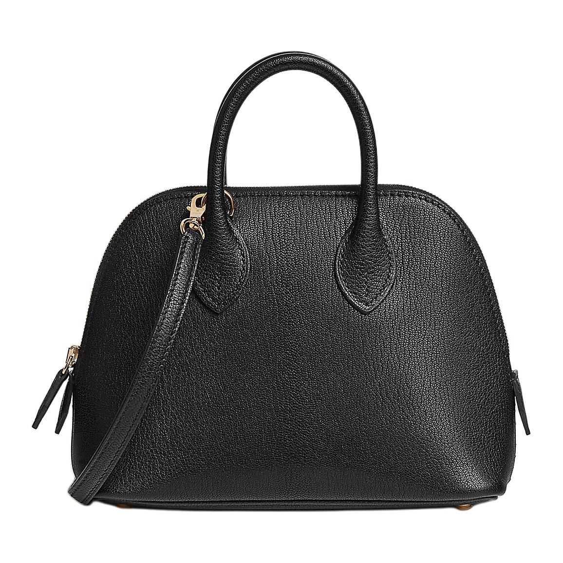 HERMES Bolide Chamkila Goatskin Bowling Bag Portable Crossbody Bag Shoulder Bag Mini Women's Black