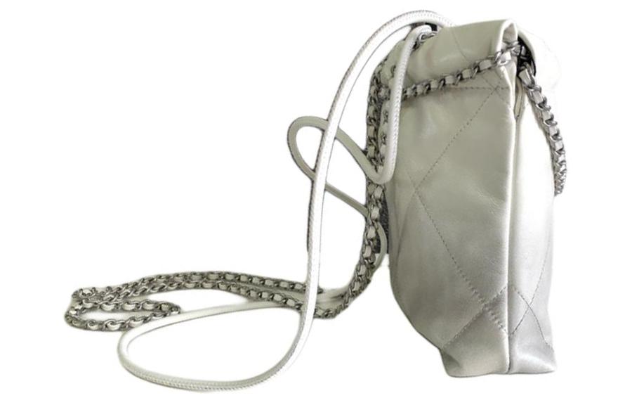 CHANEL 22Bag Calfskin Bucket Bags Shoulder Bag Crossbody Bag Mini Women's Silver & White