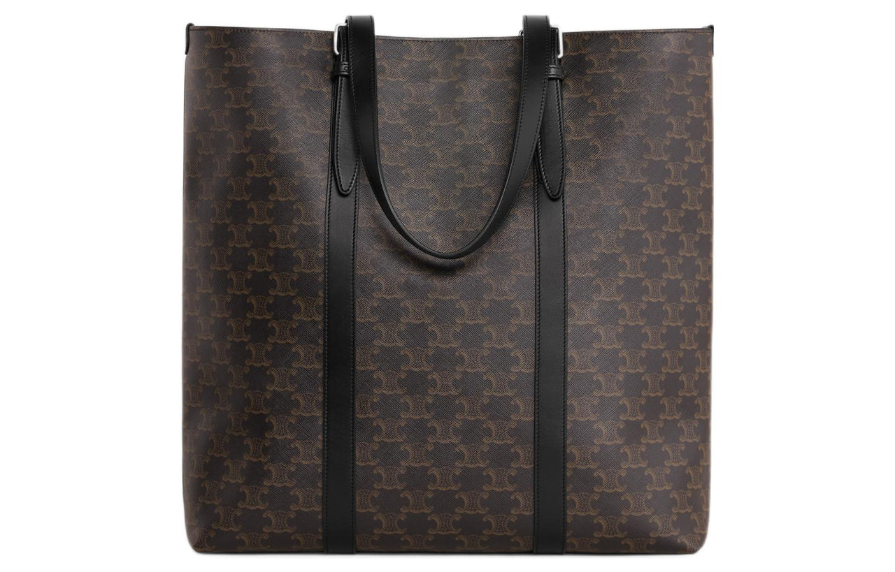 CELINE Cabas Cow Leather Binding Tote Bag Shopping Bag Handbag Men's Black