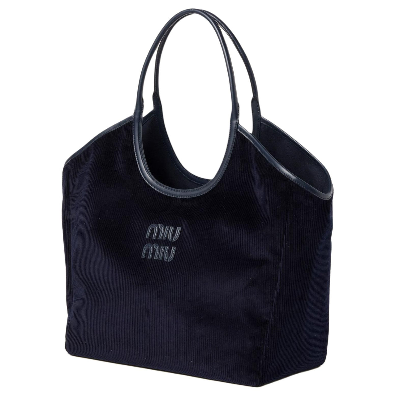 MIU MIU Fabric Tote Bag Shopping Bag Handbag Women's Marine