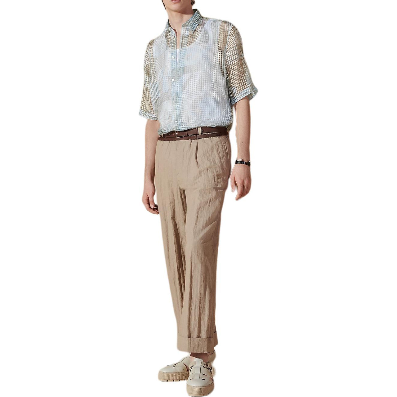 HERMES SS24 Shirt Men's Ice Cube Color