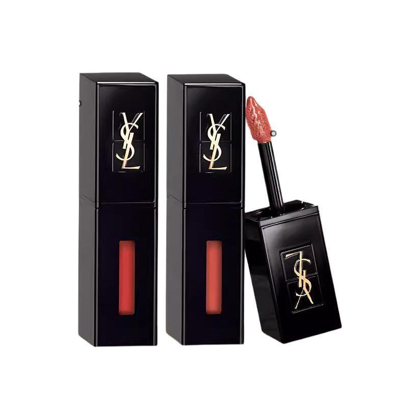 SAINT LAURENT Black Tube Combination Lip Gloss Mirror Finish Complexion Hydrating Brightening 5.5ml*2
