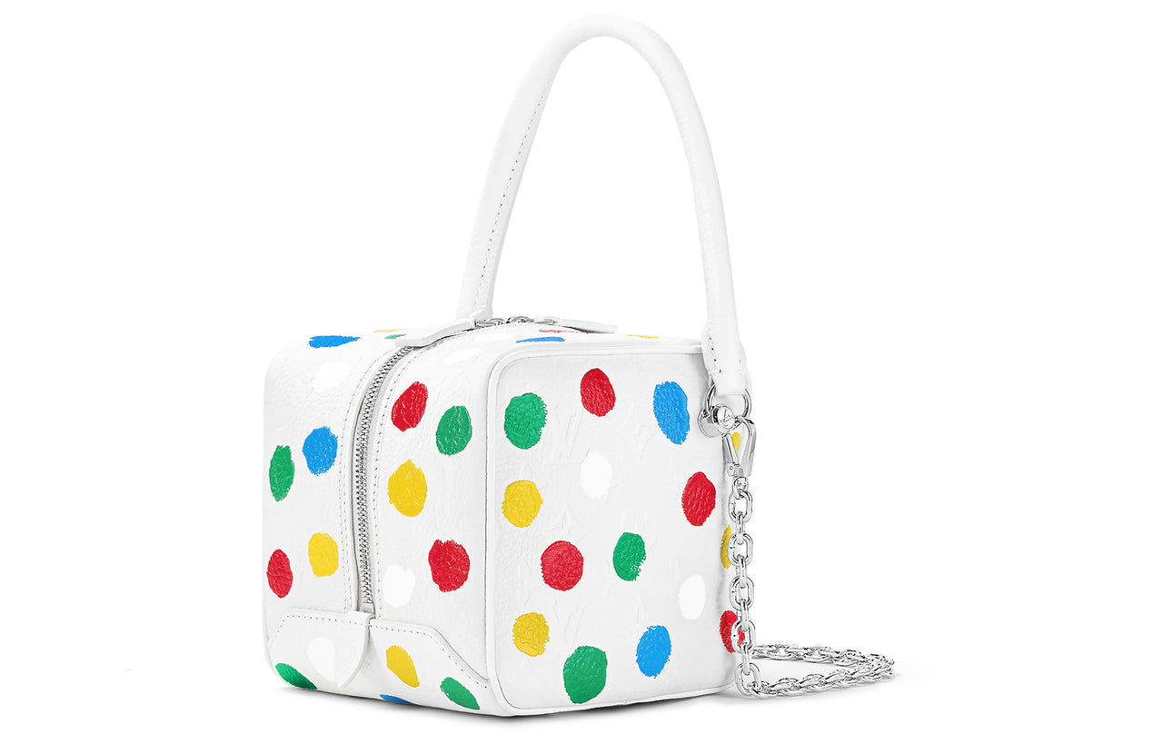 LOUIS VUITTON Yayoi Kusama Collaboration Square Leather Shoulder Bag Crossbody Bag Handbag Regular Women's White