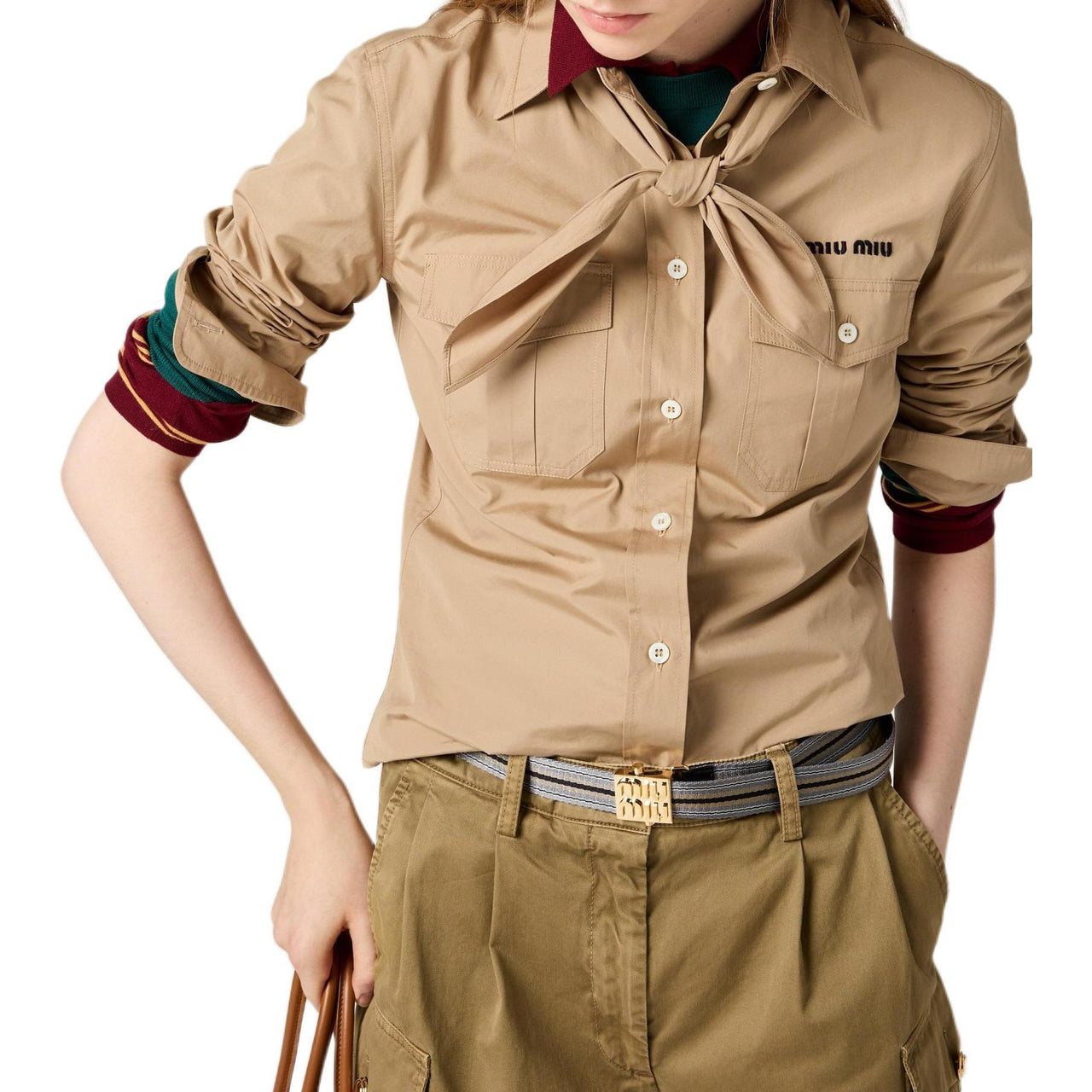MIU MIU Neckerchief Poplin Shirt