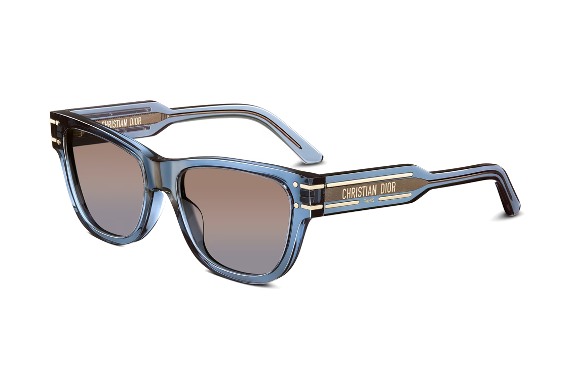 DIOR Acetate Irregular Shape Sunglasses Women's Blue