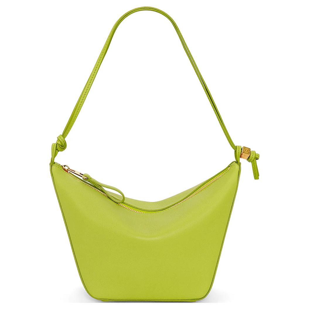 LOEWE Hammock Hobo Cow Leather Hobo Bag, Portable Crossbody Bag, Shoulder Bag Women's Grass Green