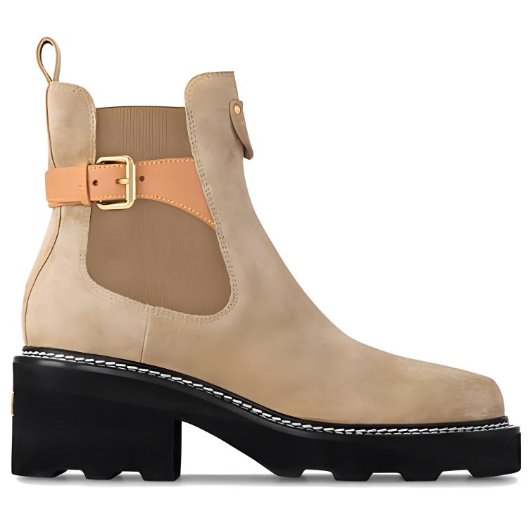 LOUIS VUITTON Beaubourg Short Chelsea Boots 4cm Women's Brown Black