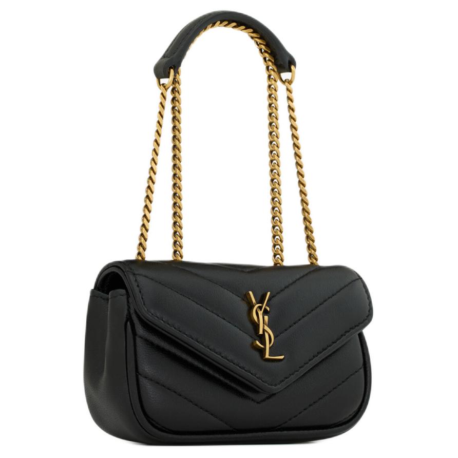 SAINT LAURENT Lambskin Shoulder Bag Extra Mini Women's Black