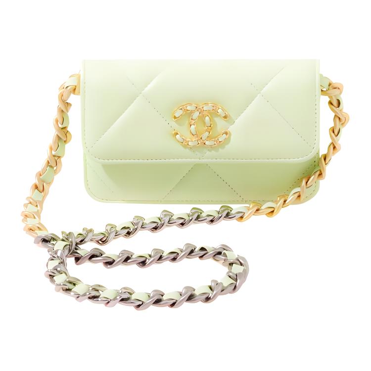 CHANEL 19Bag Sheepskin Evening Bag, Coin Purse, Crossbody Bag, Shoulder Bag Women's Light Green