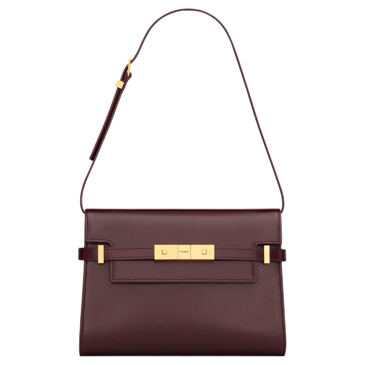 SAINT LAURENT MANHATTAN Calfskin Handbag, Shoulder Bag Trumpets Women's Red Brown