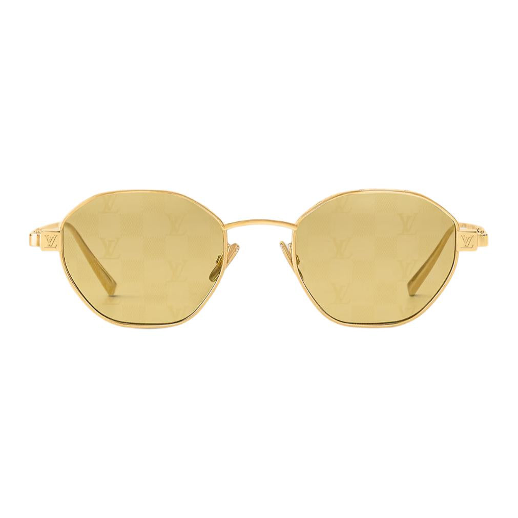 LOUIS VUITTON Metal Irregular Shape Sunglasses Men's Gold
