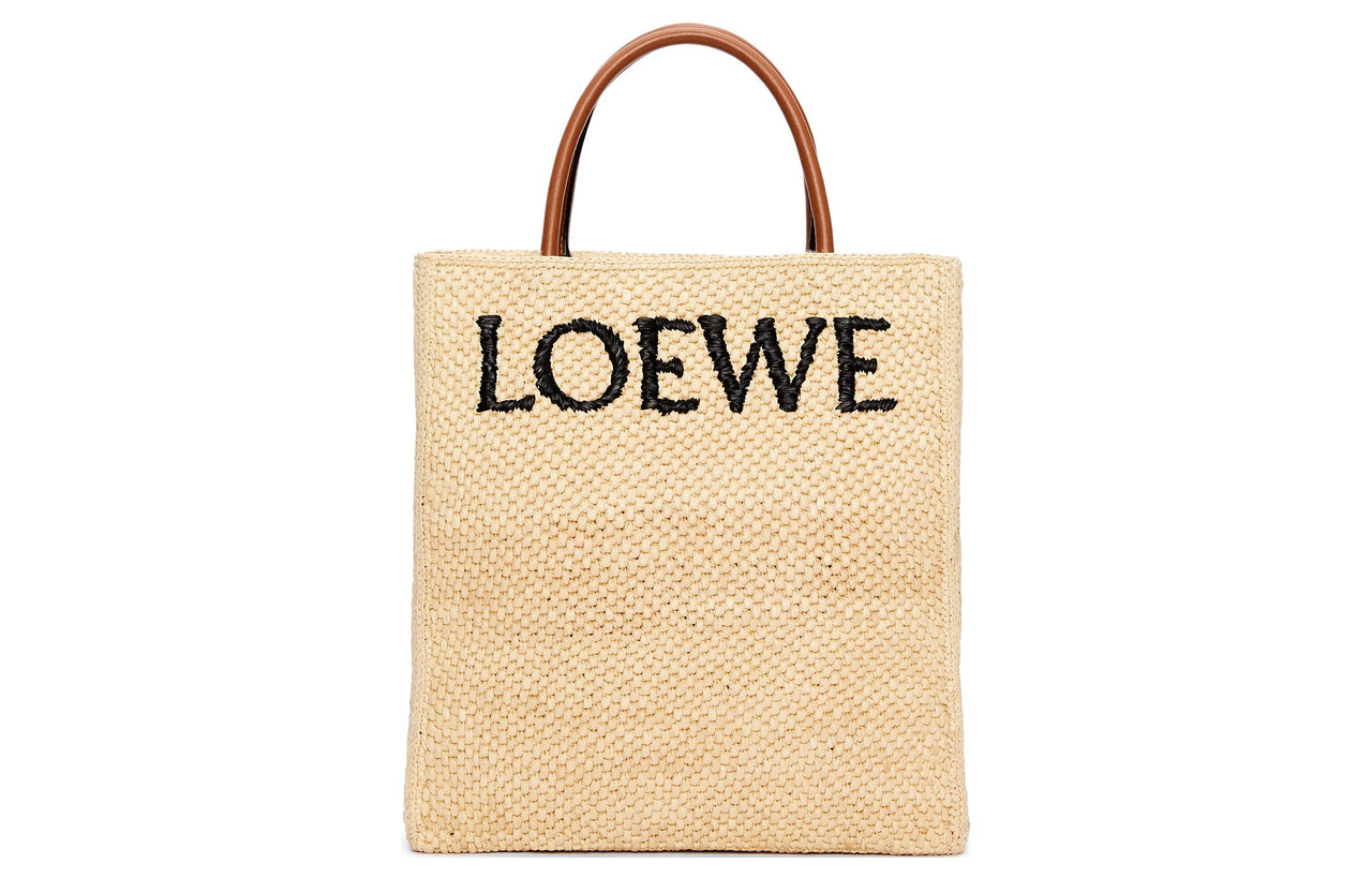 LOEWE Straw Woven Tote Bag, Shopping Bag, Handbag Women's Natural & Black