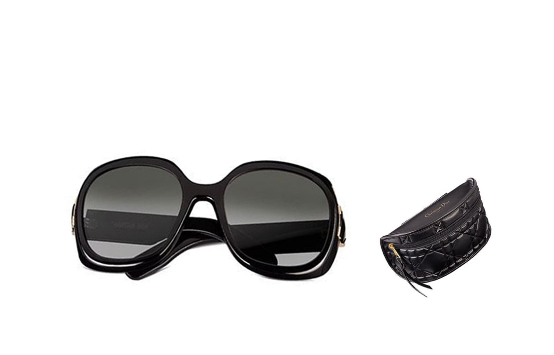 DIOR Plate Frame Irregular Shape Sunglasses Unisex Black