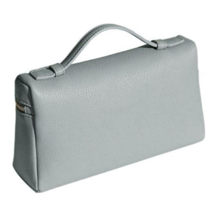 Loro Piana ExtraPocket Grain Calfskin Makeup Bag Small Square Bag Handbag, Shoulder Bag Women's Eucalyptus/Light Blue