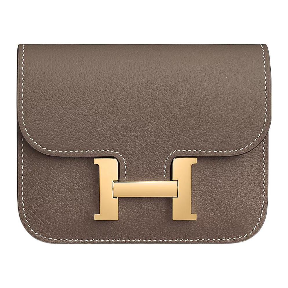 HERMES Constance Slim Calfskin Handbag Regular Women's Elephant Gray