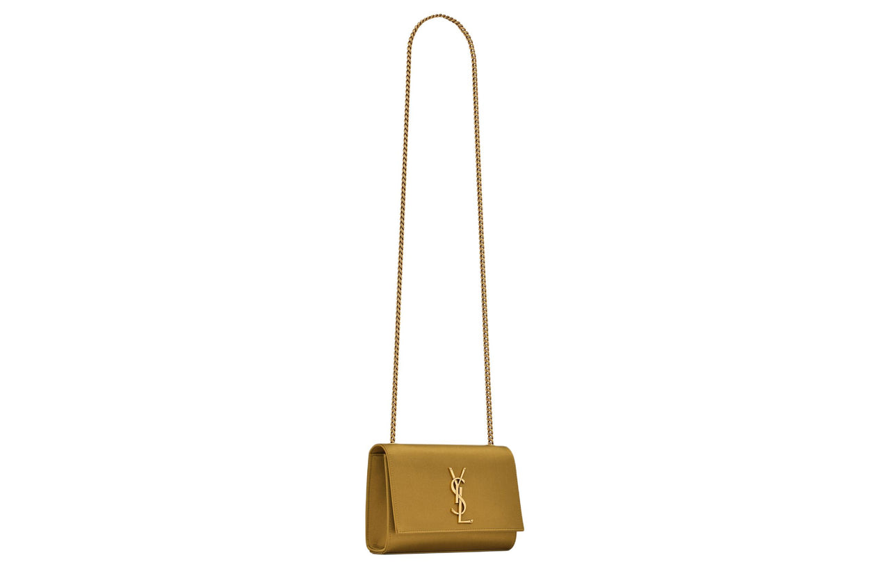 SAINT LAURENT KATE Satin Crossbody Bag, Shoulder Bag Women's Jungle Color