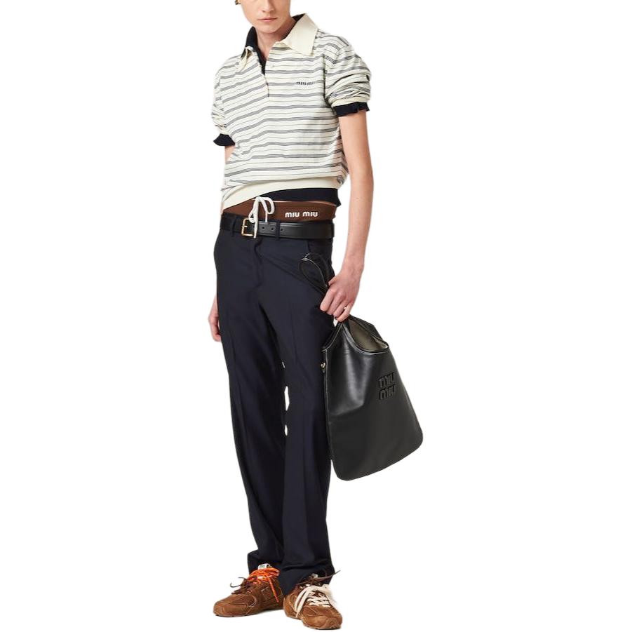 MIU MIU Logo print Striped Polo Top