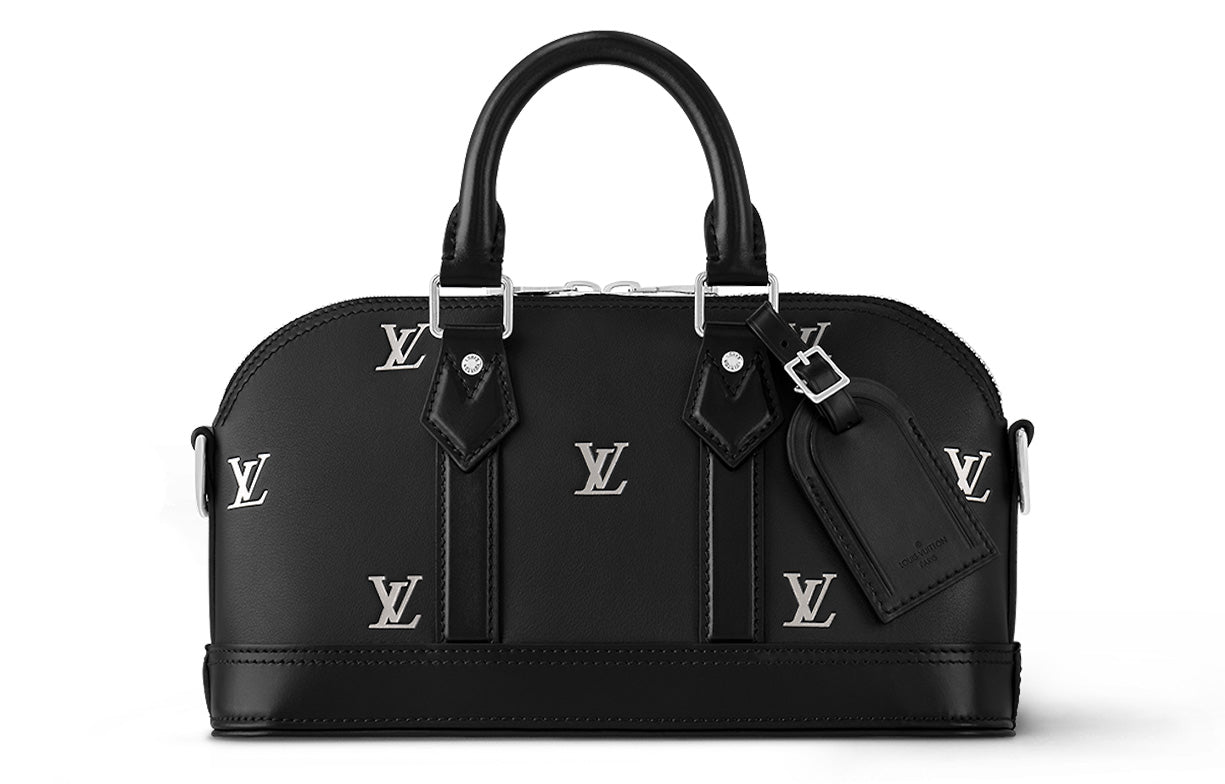 LOUIS VUITTON Alma Leather Handbag Shoulder Bag Crossbody Bag Travel Bag Men's Black