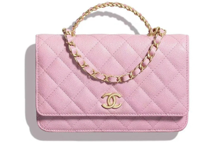 CHANEL WOC Grain Embossed Calfskin Chain Bag Handbag Regular Women's Pink