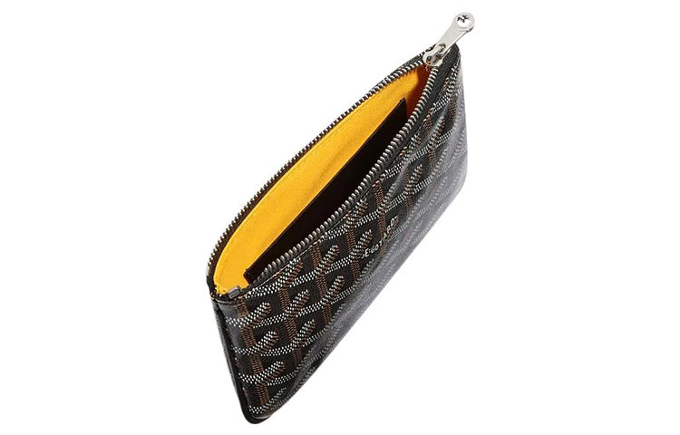 GOYARD SENAT Canvas With Calfskin Wallet Card Holder Clutch Mini Unisex Black