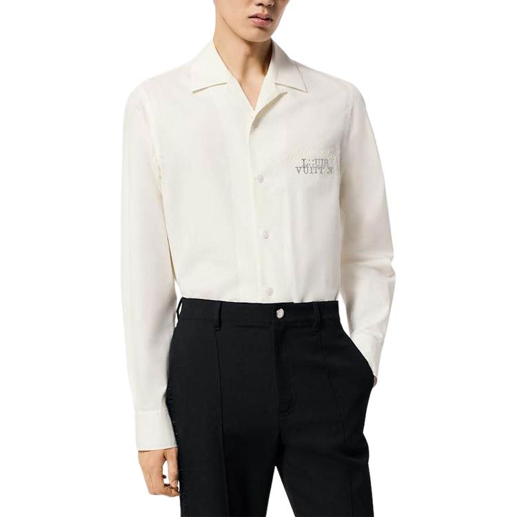 LOUIS VUITTON Embellished Open Collar Long-Sleeved Shirt