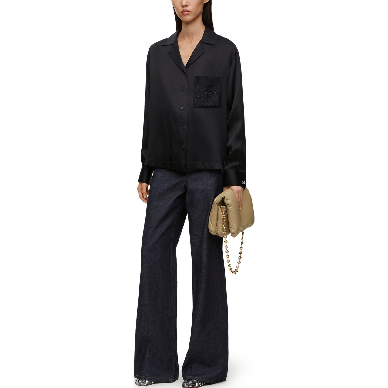 LOEWE Pyjama Blouse Crafted In Medium-weight Silk Satin Shirt Women's Black