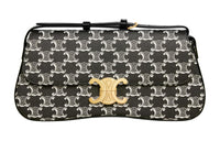 CELINE Cow Leather Binding Crossbody Bag, Shoulder Bag Medium Size Women's Black