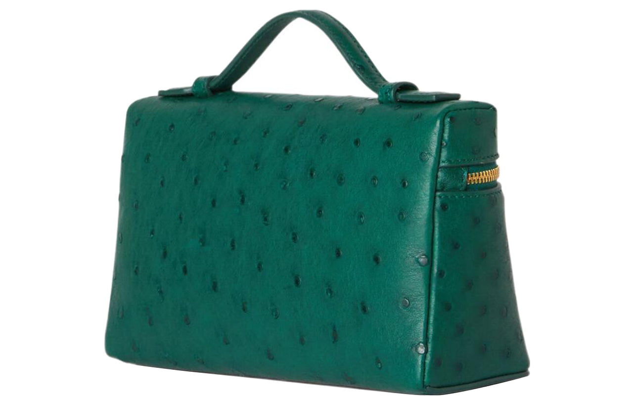 Loro Piana ExtraPocket Ostrich Leather Box Bag Handbag Shoulder Bag Crossbody Bag Regular Women's Green