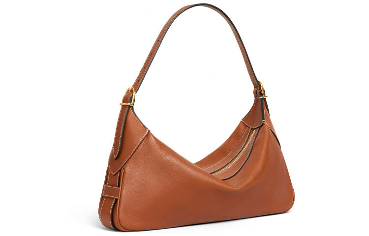 CELINE Romy Collection Soft Calfskin Shoulder Bag Handbag Medium Size Women's Tawny