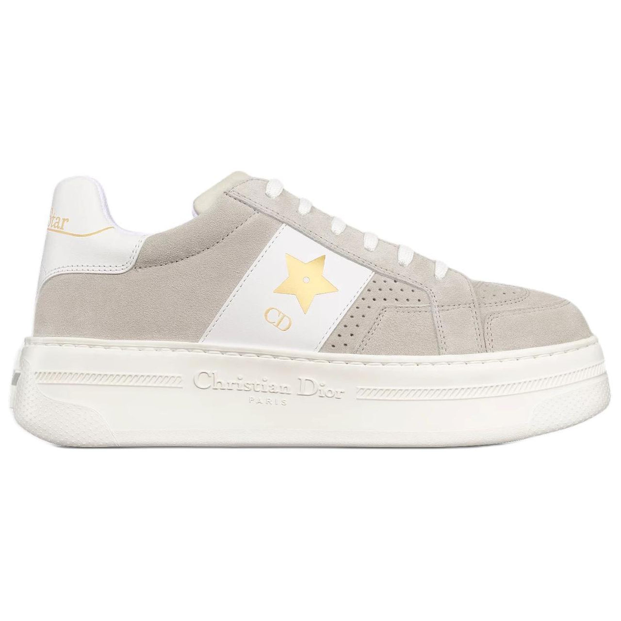 DIOR Star Platform Shoes Low-Top Skateboard Shoes Women's Light Beige