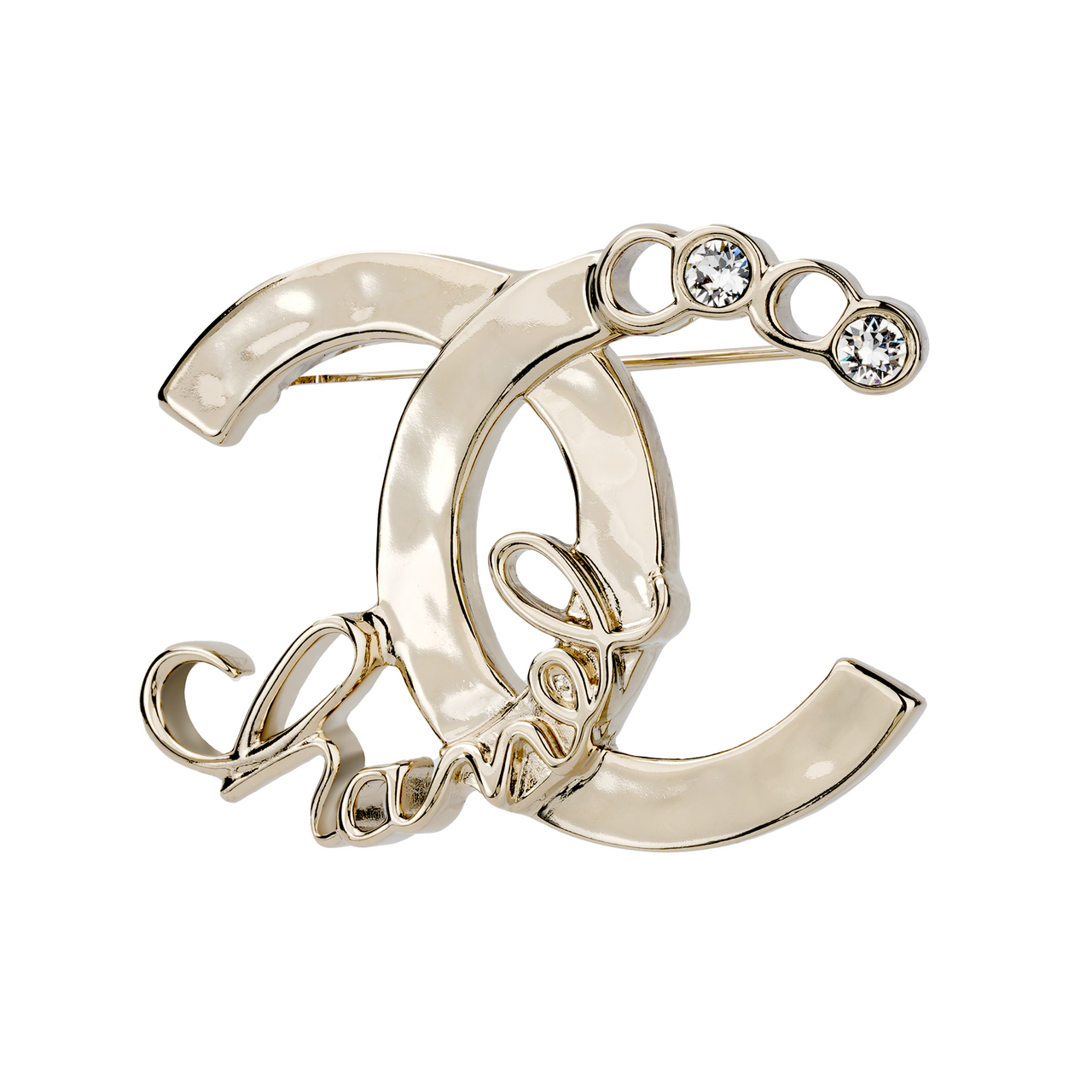 CHANEL 2000s Cc Crystal embellished Brooch