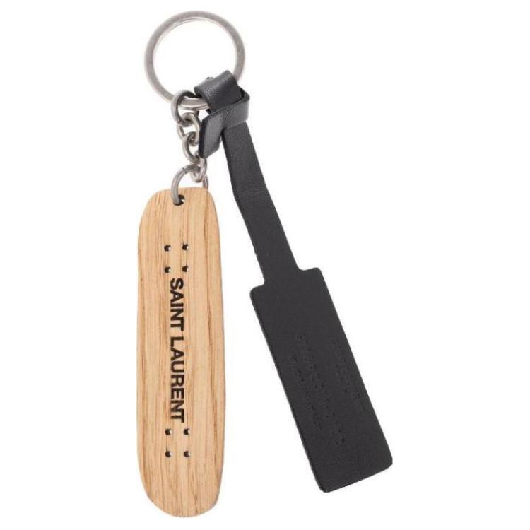 SAINT LAURENT Wooden Keychain Bag Accessory Unisex Brown