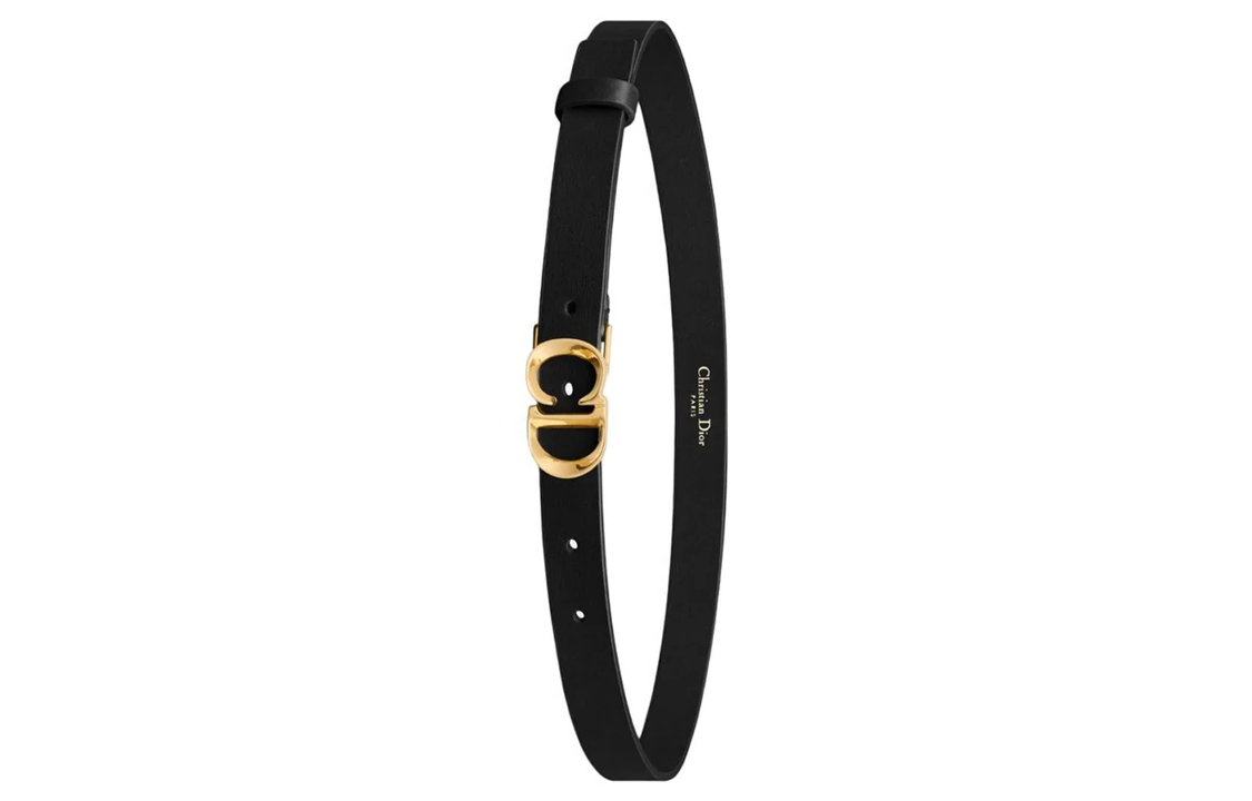 DIOR Calfskin Leather Belts Women's Black Width 2CM