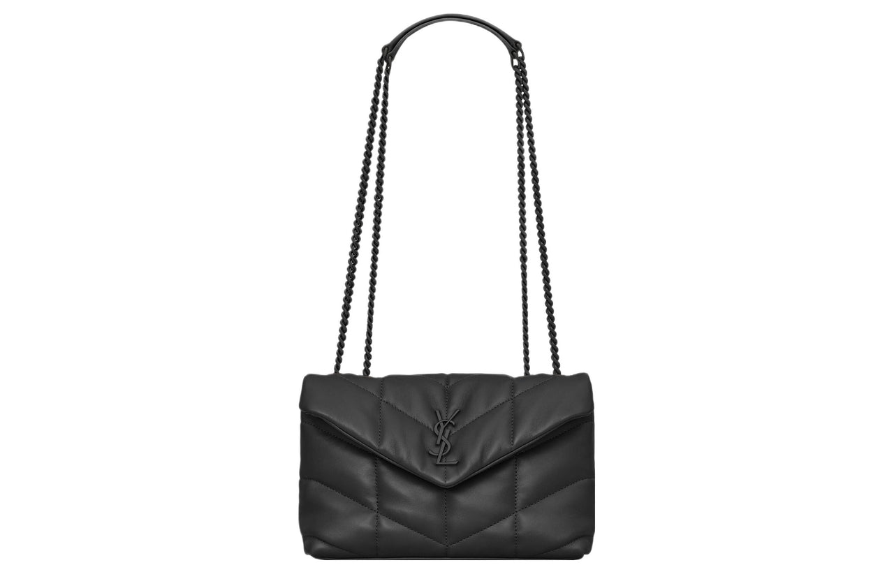 SAINT LAURENT PUFFER Sheepskin Portable Crossbody Bag, Shoulder Bag Women's Black