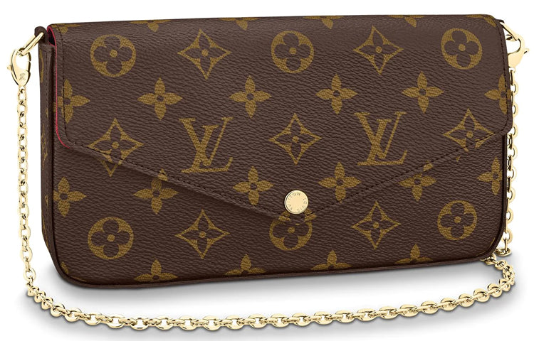 LOUIS VUITTON Women's Felicie Pochette Monogram Chain Shoulder Bag Brown