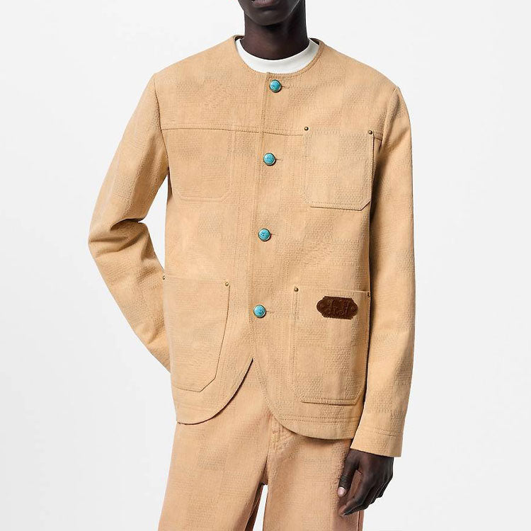 LOUIS VUITTON Damier Collarless Workwear Cotton Jacket