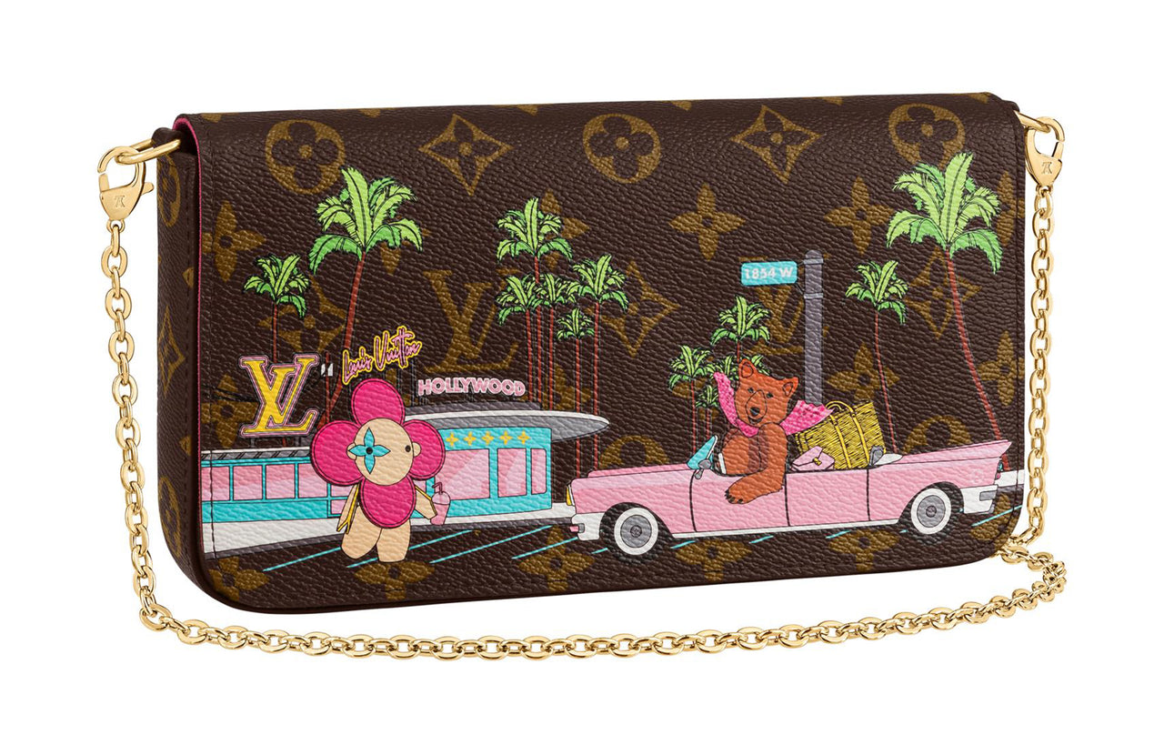 LOUIS VUITTON Pochette Felicie With Removable Zipped Pocket And 8 Slot Flat Pocket Monogram Vivienne Fuchsia Pink