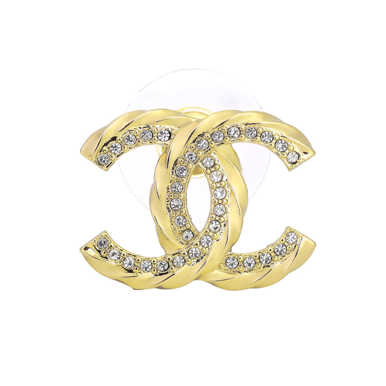 CHANEL Metal Stud Earrings Women's Gold